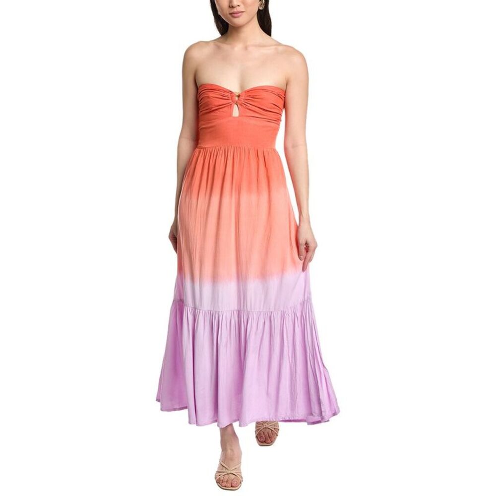 Tiare Hawaii Strapless Ombre Midi Dress in Coral and Lilac